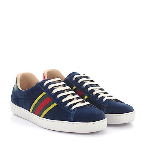 blue gucci ace sneakers|Gucci ace gg suede sneakers.